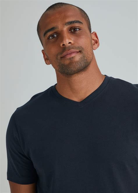 Navy Essential V Neck T Shirt Matalan