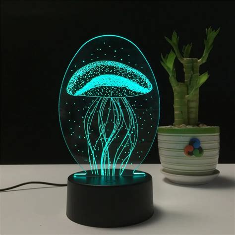 Jellyfish 3d Led Lamp Night Light Novelty T For Chilren Led Illusion