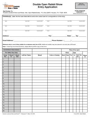 Fillable Online Double Open Rabbit Show Entry Application Fax Email