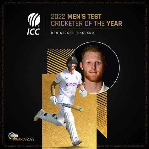 England Captain Ben Stokes Named ICC Mens Test Cricketer Of The Year