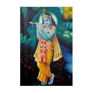 Shri Krishna Playing His Flute Painting By Vishal Gurjar Pixels