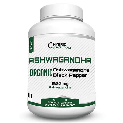 Organic Ashwagandha Capsules 60 Ashwagandha Powder Capsules 1300 Mg