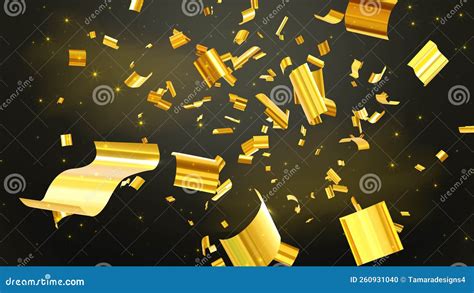 Golden Confetti Explosion On Black Background Vector Stock Illustration Illustration Of