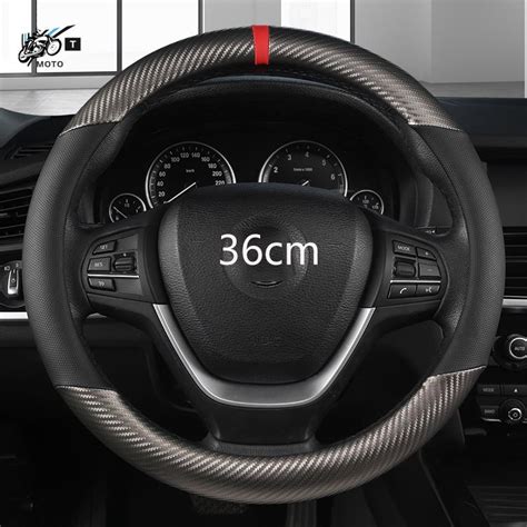 T Moto Cm Leather Carbon Fiber Car Steering Wheel Cover Size S For