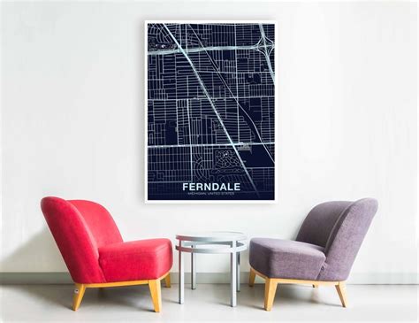 FERNDALE Michigan MI USA Map Poster Color Hometown City Print - Etsy