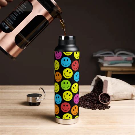 Happy Colorful Faces Water Bottle | Zazzle