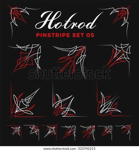 Set Vintage Pin Striping Corner Line Stock Vector Royalty Free