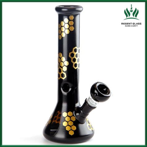 Buy Dropship Products Of 10 Inch Black Gold Honeycomb Beaker Base Bong Smoking Glass Bongs Smoke