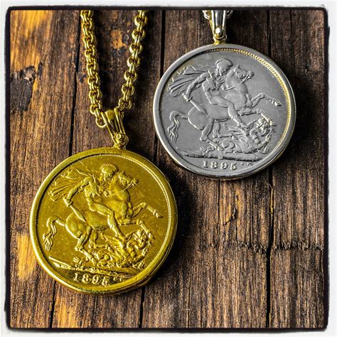 Gold Sovereign Coin Pendant Silver Sovereign Coin Necklace St - Etsy