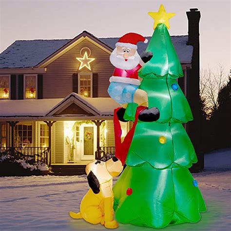 Twinkle Star 7ft Inflatables Lighted Christmas Tree With Santa Claus