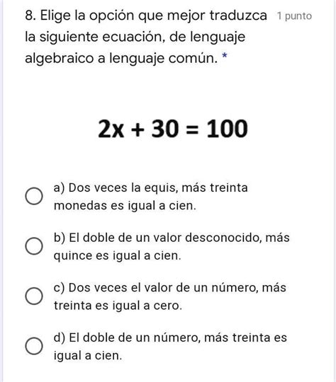 Solved Aquí Está Ayuda Necesito Respuesta Académica 8 Elige La Opción Que Mejor Traduzca Punto