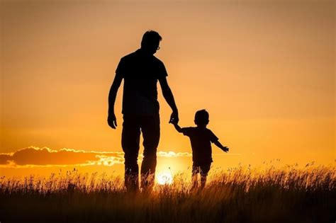 Inspirational Duo Silhouette Of Father And Son Premium Ai Generated Image
