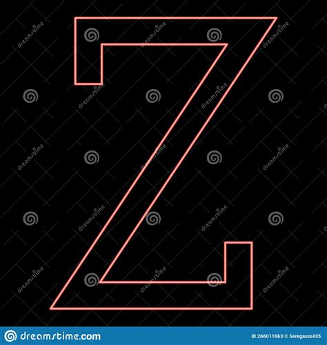 Neon Zeta Greek Symbol Capital Letter Uppercase Font Red Color Vector