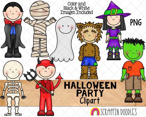 Halloween Clipart Halloween Party Costume Graphics Werewolf Clipart Mummy Clipart Vampire Bat