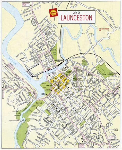 1970s Street Map of Launceston, Tasmania