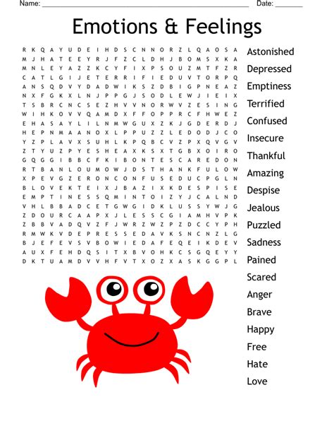 Emotions And Feelings Word Search Wordmint