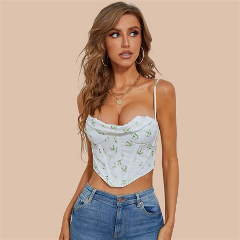 Encore Floral Bustier Push Up Crop Top