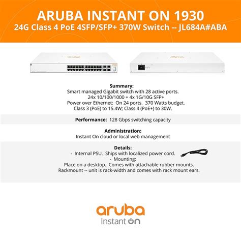 Switch Hpe Aruba Instant On Jl A Puertos Gigabit