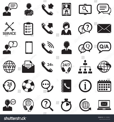 Customer Service Icons Black Flat Design Stock Vector Royalty Free