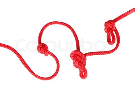 Closeup of red rope with knots isolated on white background with clipping path | Stock Photo ...