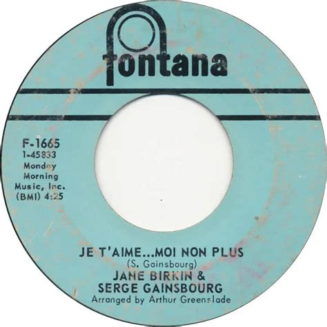 Serge Gainsbourg Jane Birkin Je Taime Moi Non Plus Single Vinyl