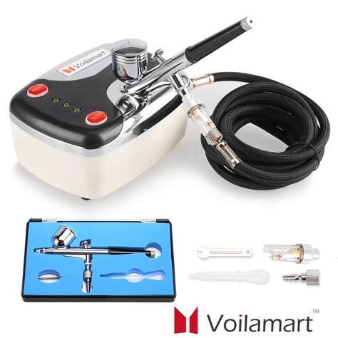 Voilamart Airbrush Compressor Kit Dual Action Air Brush Spray Gun Paint