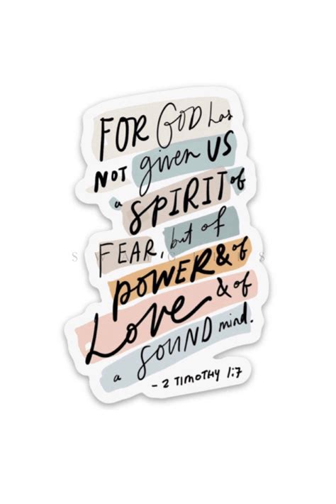 Sticker 2 Timothy 1 7 God Sticker Christian Stickers Christian