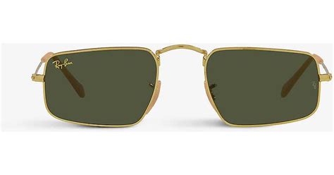 Ray Ban Rb Julie Rectangular Frame Metal Sunglasses In Green Lyst