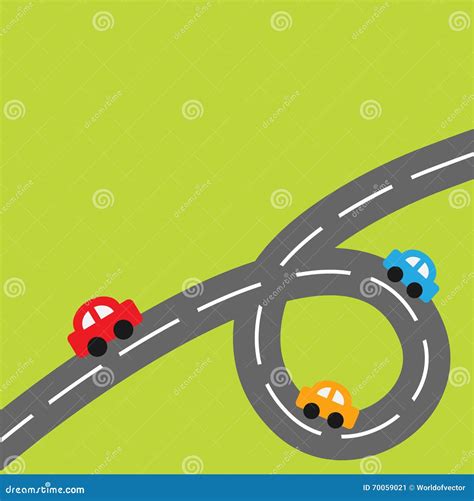 Background with Big Loop Road and Cartoon Cars Stock Vector ...