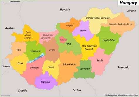 Hungary Counties Map - Ontheworldmap.com