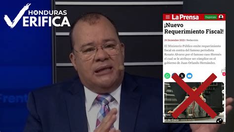 Falso no hay requerimiento fiscal contra Renato Álvarez Honduras