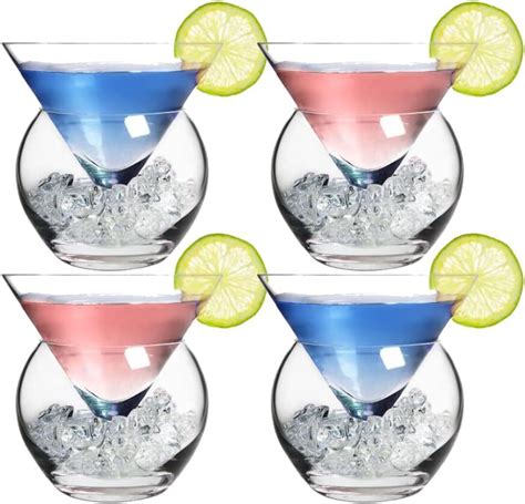 Lemonsoda Stemless Martini Glasses With Chiller Elegant Cocktail Glass Set With Cavier Server