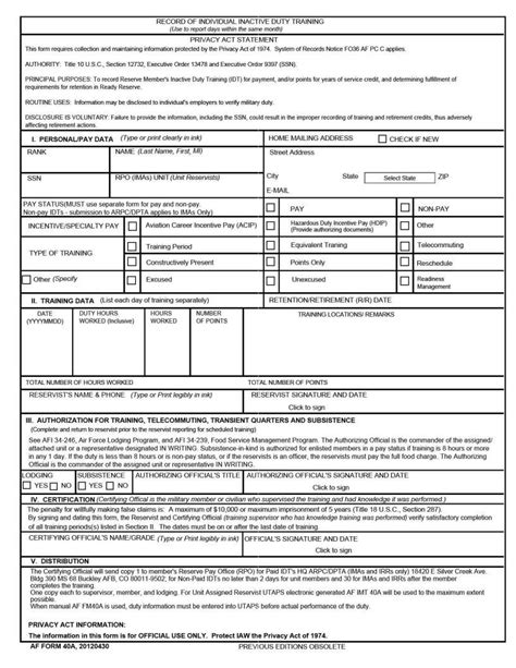 Af Imt 40A Form Fill Out Printable PDF Forms Online