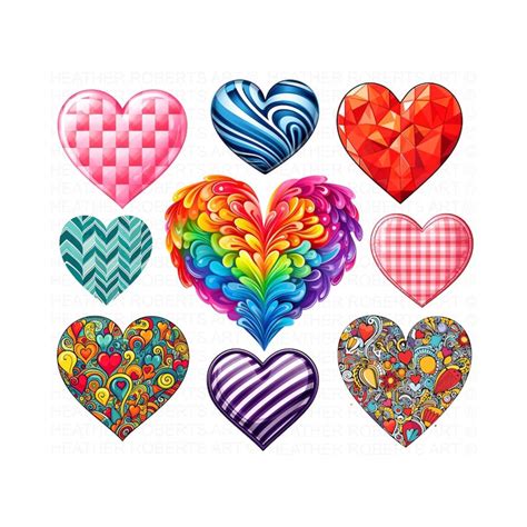 Heart Clipart Set, Valentine's Day Clip Art Set, Hearts PNG, - Inspire ...