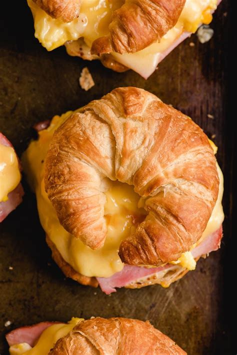 Breakfast Croissant Sandwiches With Ham And Cheese Neighborfood