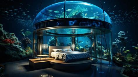 Premium Photo | Luxury underwater hotel room submerged in an aquatic ...