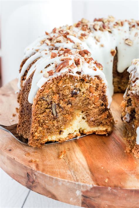 Carrot Bundt Cake With Cheesecake Filling And Cream Cheese Frosting