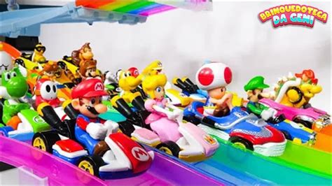 Pista Mario Kart Rainbow Road Hotwheels Vídeos de aprendizagem de