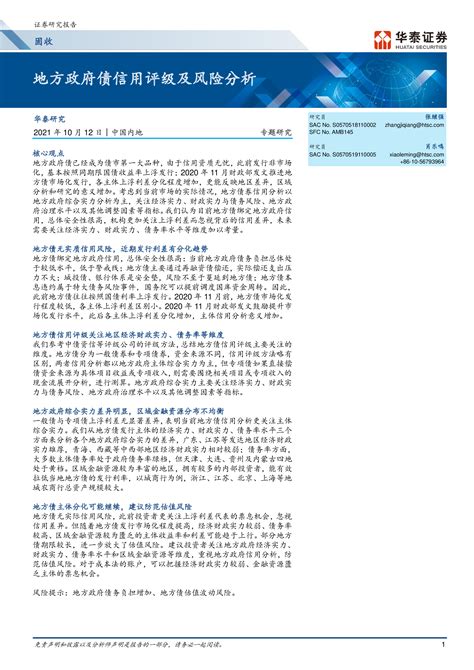 地方政府债信用评级及风险分析 洞见研报 行业报告