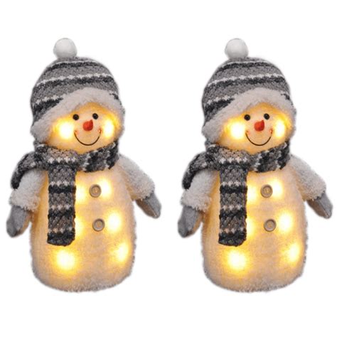 2er Set Deko Schneemann LED Beleuchtung Licht Weihnachten