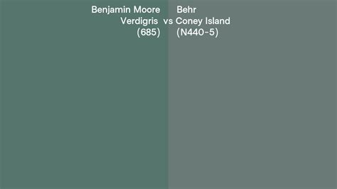 Benjamin Moore Verdigris Vs Behr Coney Island N Side By