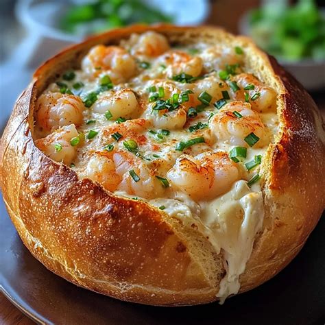 Hot Seafood And Cheese Dip In Sourdough Bread Bowl Quickie Recipe