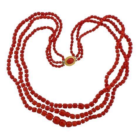 Carved Coral Buddha Pearl Multi Strand Gold Necklace At 1stDibs