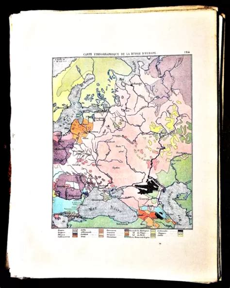 Antica Mappa Militare Marga Carte Ethnographique De Le Russie D