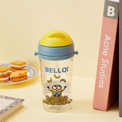 Miniso Bouteille D Eau En Plastique De Collection Minions Avec Paille