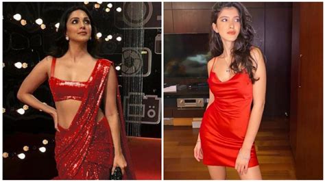 Spicy Hot Shanaya Kapoor In Red Slip Mini Dress Vs Kiara Advani In Red