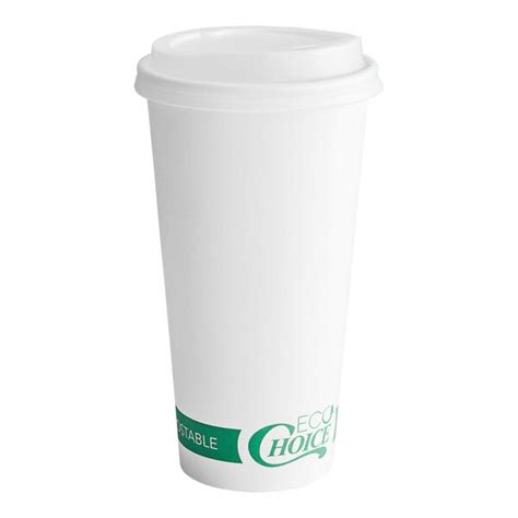 EcoChoice Oz White Compostable Paper Hot Cup And PLA Lid Pack