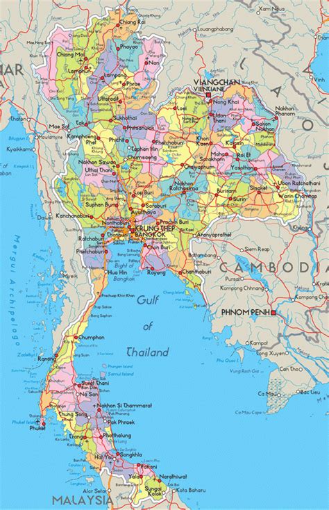 Administrative and road map of Thailand. Thailand administrative and ...