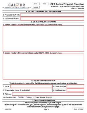 Fillable Online CEA Action Proposal Objection Form Fax Email Print