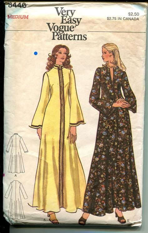 1970s Caftan Pattern Vogue 8446 Split Neck Or Nehru Collar Etsy Tent Dress Sewing Pattern